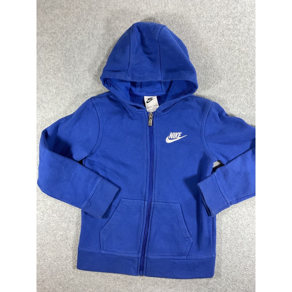 Nike Kids Royal Blue Full Zip Fleece Hoodie Sweatshirt Size 7 6-7 YRS 1691